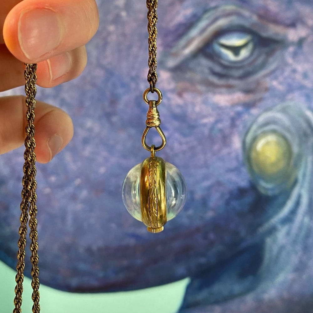 vintage crystal lucid ball pocket watch pendant fob